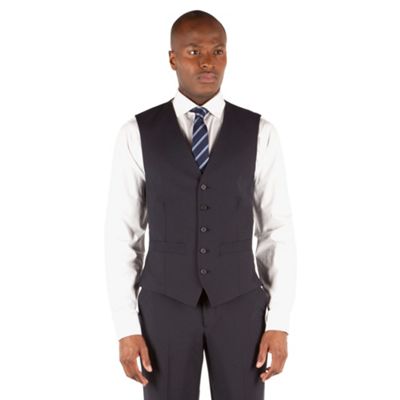 The Collection Navy plain 5 button front waistcoat